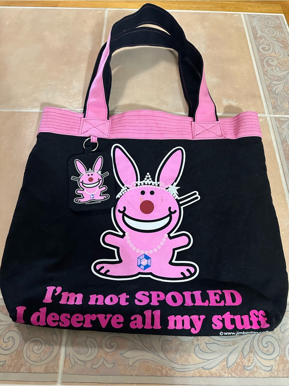 I'm Not Spoiled Black and Pink Tote Bag